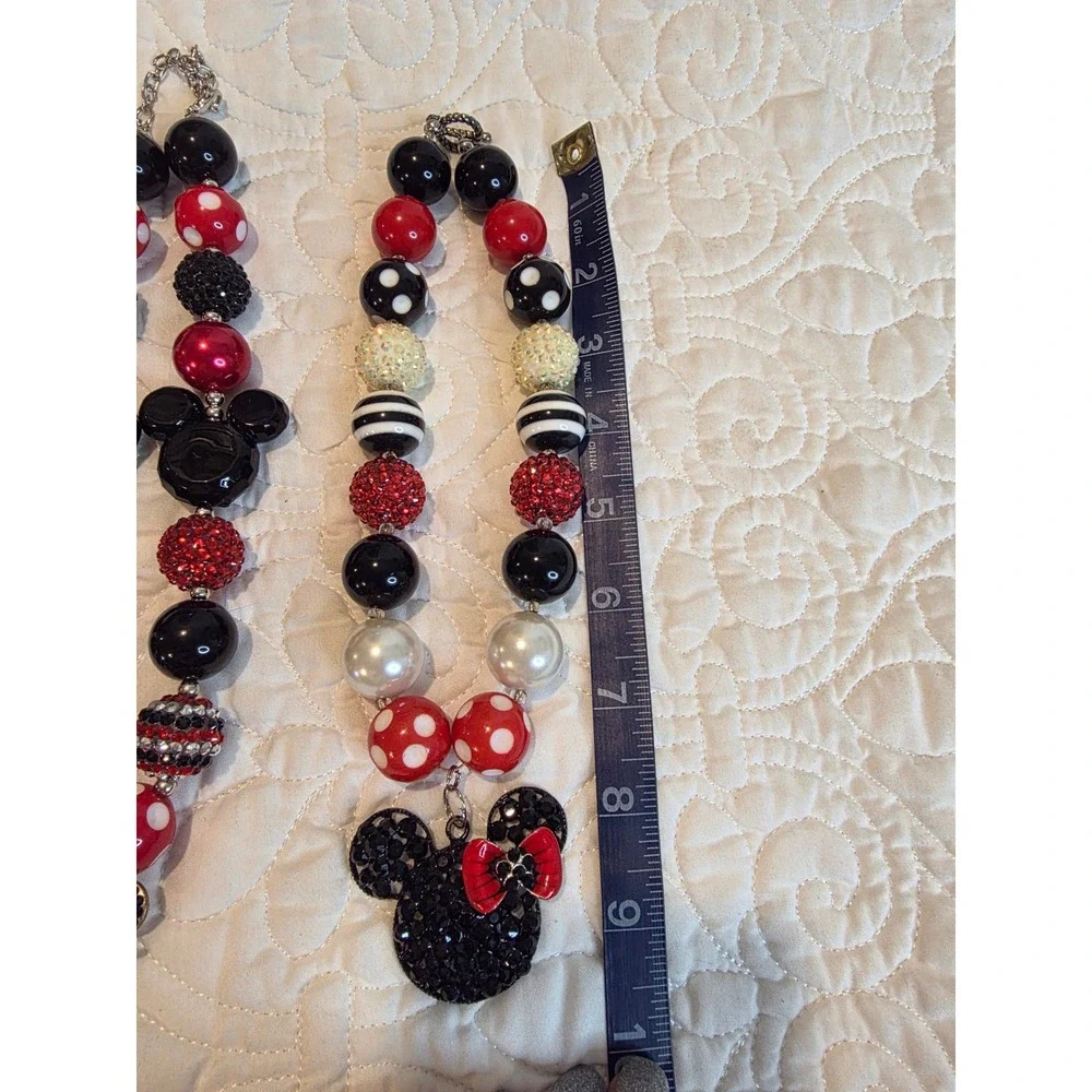 Minnie Mouse Necklace pair Disney vacation‎ Red Black White